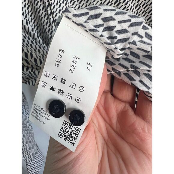 BOSSHugo Boss Slim Fit Long Sleeve Button Front Geo Print Men's Shirt Size 18/46 - Picture 9 of 11